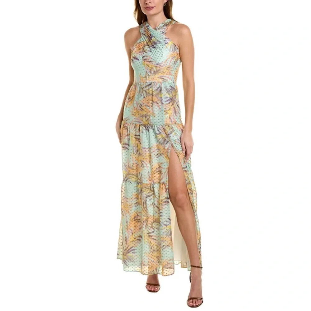 white midi halter neck dress Ciao Bella Crossover Halterneck Drawstring Midi Dress White